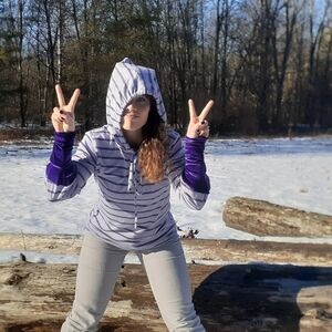 Striped Hoodie with Velvet Cuffs